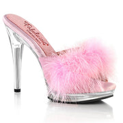 Fabulicious GLORY-501F-8 Baby Pink Faux Leather-Fur/Clear 5