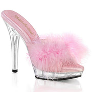 Fabulicious LIP-101-8 Mule / Slide (Baby Pink Satin-Fur/Clear) 5