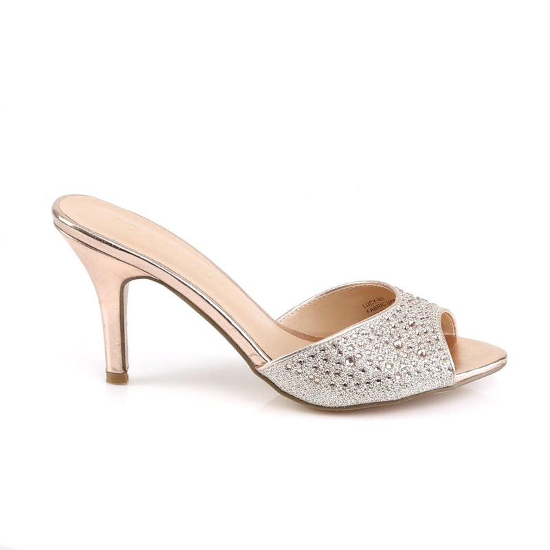 Fabulicious LUCY-01 Slide (Gold Glitter Mesh Fabric)