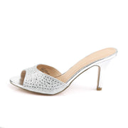 Fabulicious LUCY-01 Slide (Silver Glitter Mesh Fabric)