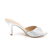 Fabulicious LUCY-01 Slide (Silver Glitter Mesh Fabric)