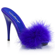 Fabulicious POISE-501F Slide (Blue Satin-Marabou Fur/Blue) 6