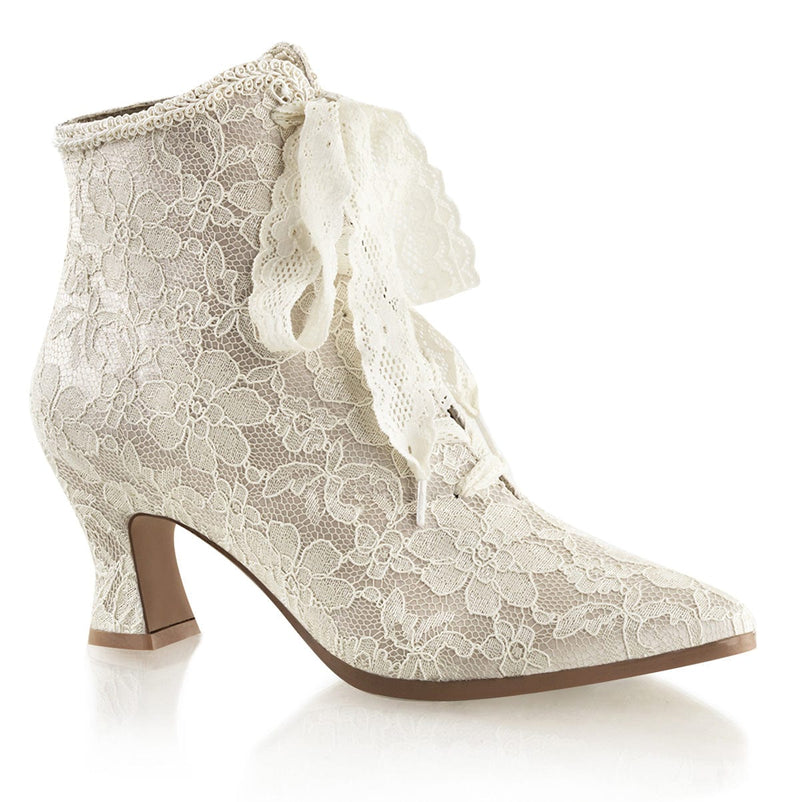 Fabulicious VICTORIAN-30 Ankle Boot (Champagne Satin-Lace)