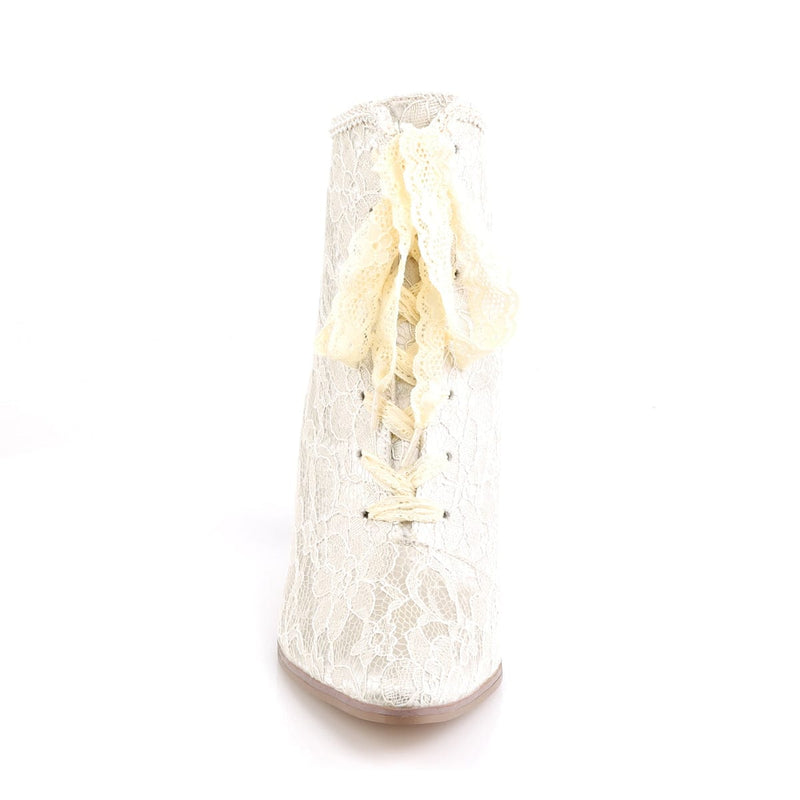 Fabulicious VICTORIAN-30 Ankle Boot (Champagne Satin-Lace)