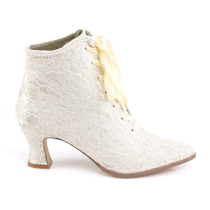 Fabulicious VICTORIAN-30 Ankle Boot (Champagne Satin-Lace)