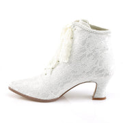 Fabulicious VICTORIAN-30 Ankle Boot (Ivory Satin-Lace)