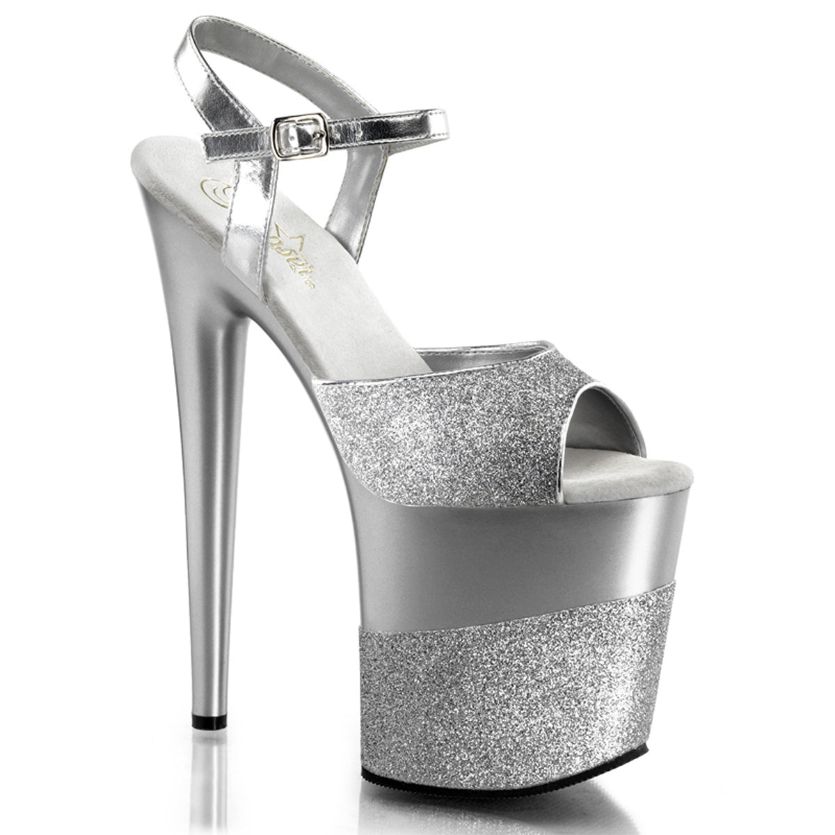 FLAMINGO-809-2G Silver Glitter Sandals