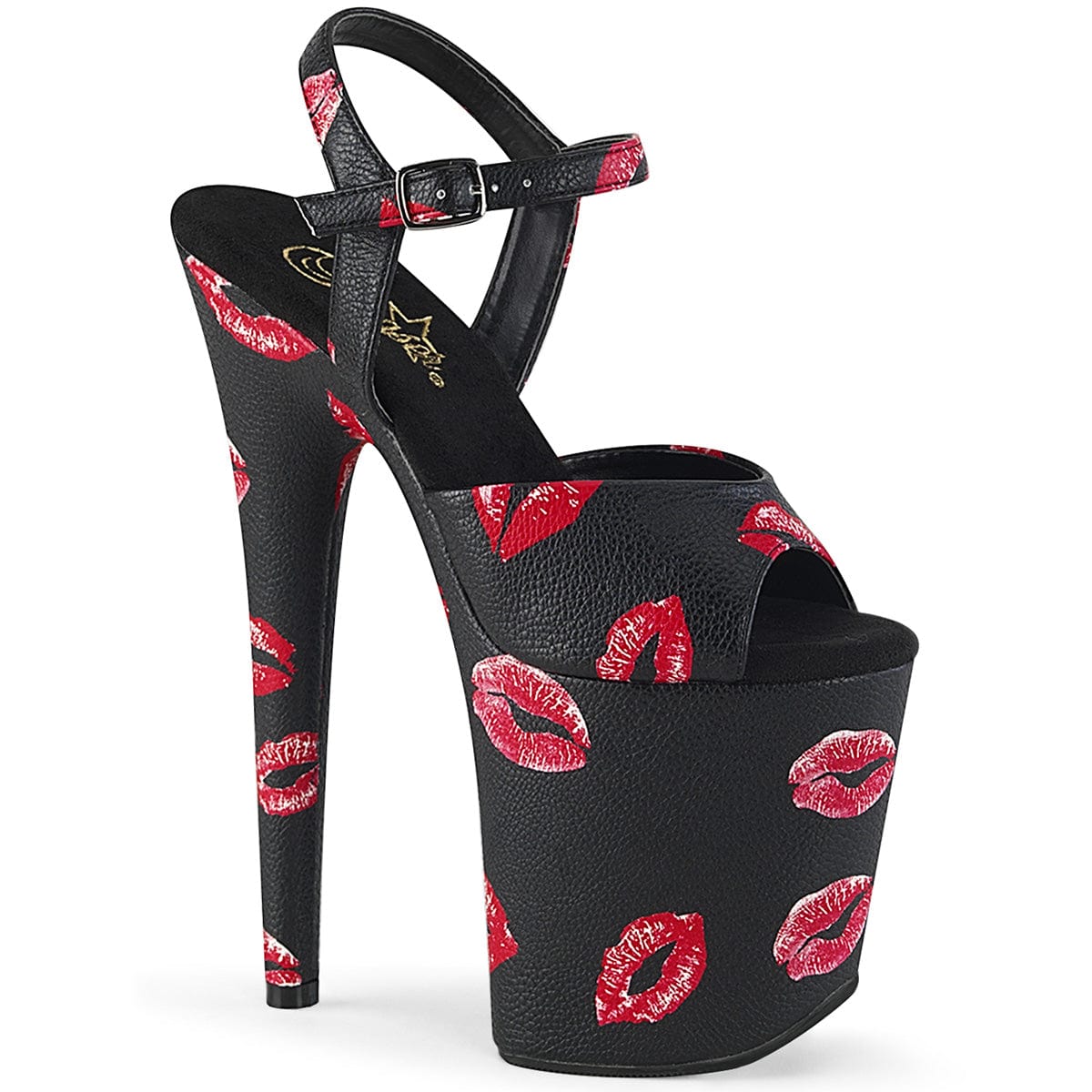 FLAMINGO-809KISSES Black Faux Leather/Black Faux Leather Platform Sandal Pleaser US Size (Women's): 5