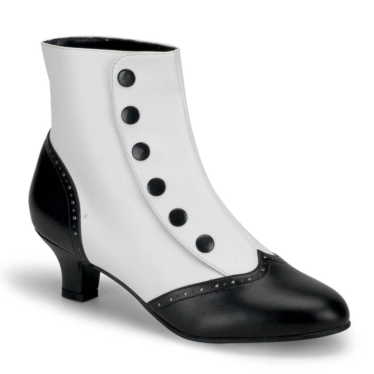 FLORA-1023 White Black Ankle Boots