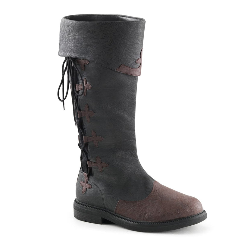 Funtasma CAPTAIN-110 Knee High Boot (Black-Brown Distressed Pu)