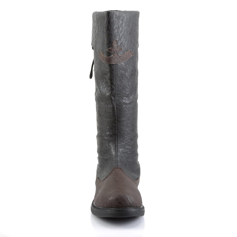 Funtasma CAPTAIN-110 Knee High Boot (Black-Brown Distressed Pu)