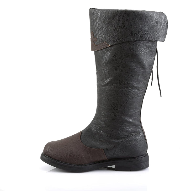 Funtasma CAPTAIN-110 Knee High Boot (Black-Brown Distressed Pu)