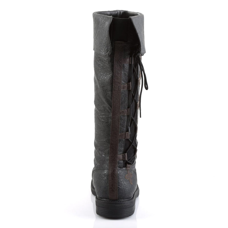 Funtasma CAPTAIN-110 Knee High Boot (Black-Brown Distressed Pu)