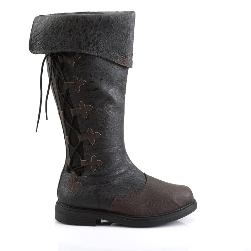 Funtasma CAPTAIN-110 Knee High Boot (Black-Brown Distressed Pu)