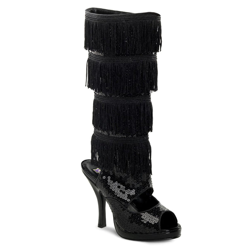 Funtasma FLAPPER-168 Knee High Boot (Black Sequins) 6