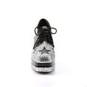 Funtasma GLAMROCK-02 Pump (Black Patent-Silver Glitter)