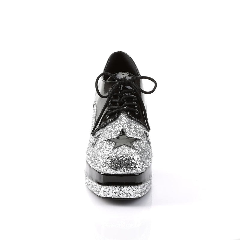 Funtasma GLAMROCK-02 Pump (Black Patent-Silver Glitter)