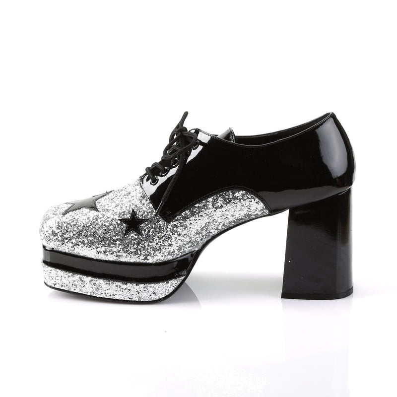 Funtasma GLAMROCK-02 Pump (Black Patent-Silver Glitter)