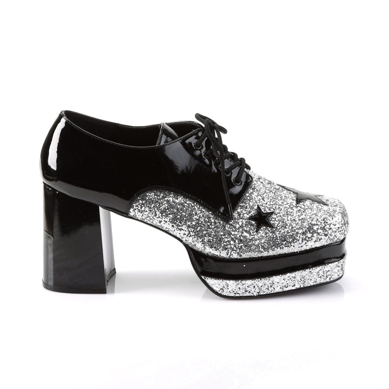Funtasma GLAMROCK-02 Pump (Black Patent-Silver Glitter)