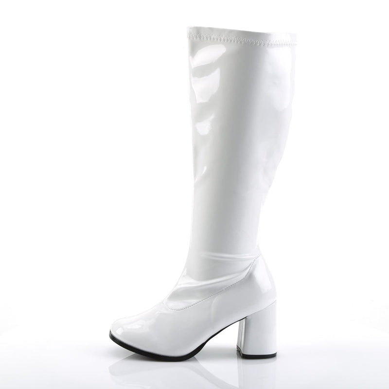 Funtasma GOGO-300X Knee High Boot (White Stretch Patent)
