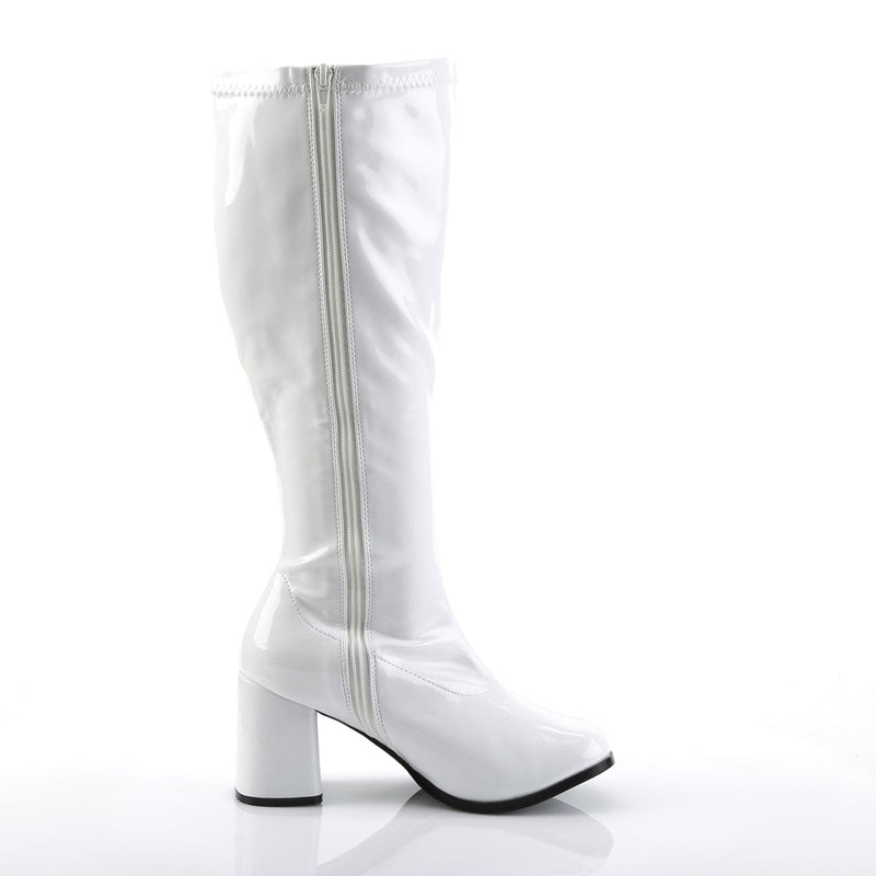 Funtasma GOGO-300X Knee High Boot (White Stretch Patent)