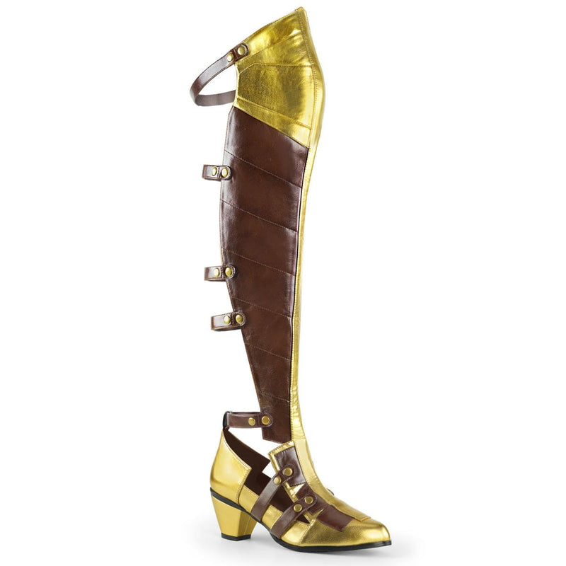 Funtasma MAIDEN-8830 Knee High Boot (Brown-Gold Pu)