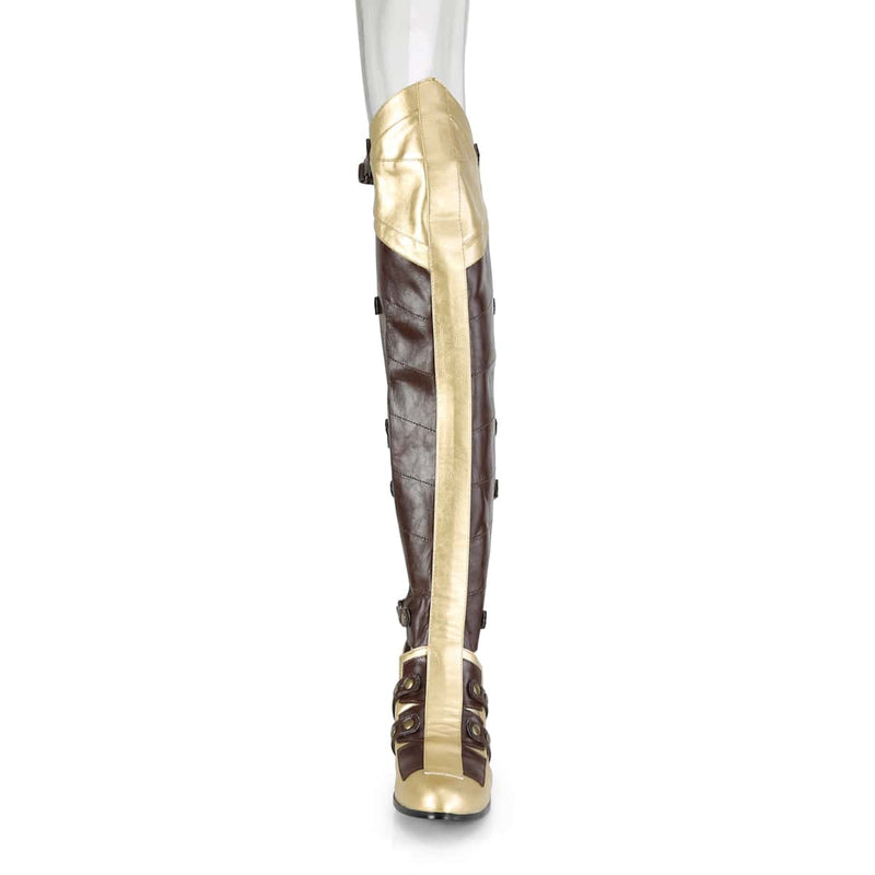Funtasma MAIDEN-8830 Knee High Boot (Brown-Gold Pu)