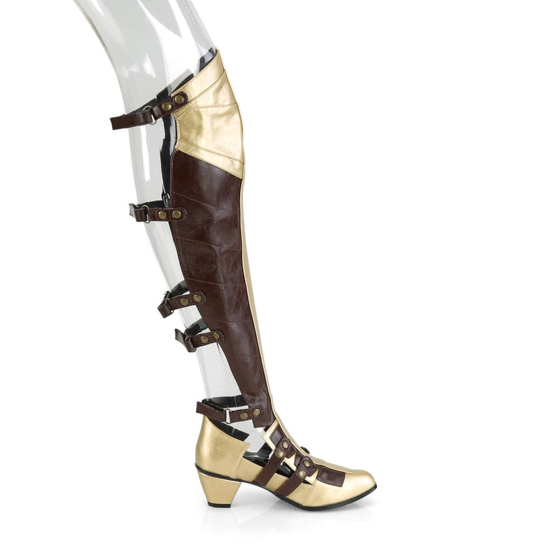 Funtasma MAIDEN-8830 Knee High Boot (Brown-Gold Pu)