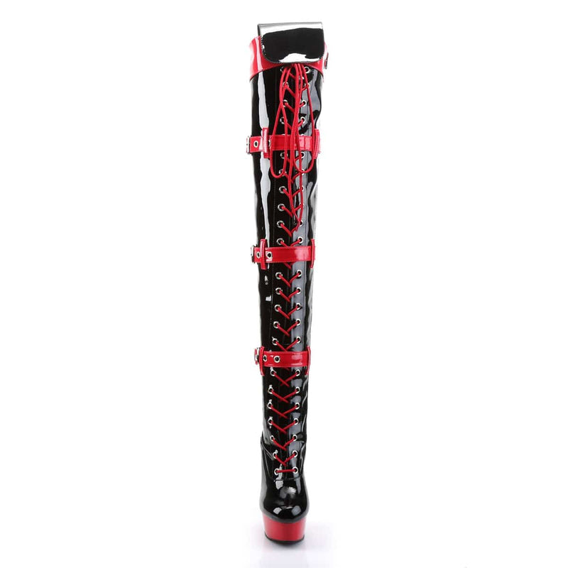 Funtasma MEDIC-3028 Thigh High Boot (Black-Red Patent/Red)