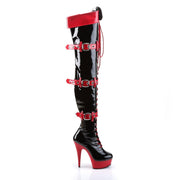 Funtasma MEDIC-3028 Thigh High Boot (Black-Red Patent/Red)