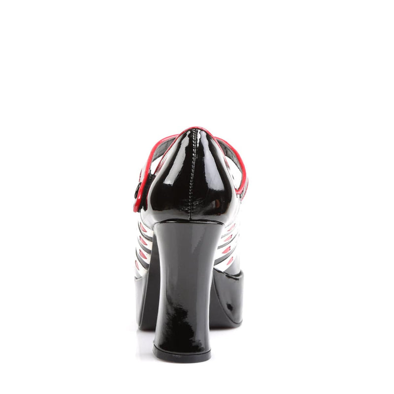 Funtasma QUEEN-55 Pump (Black-White-Red Patent)