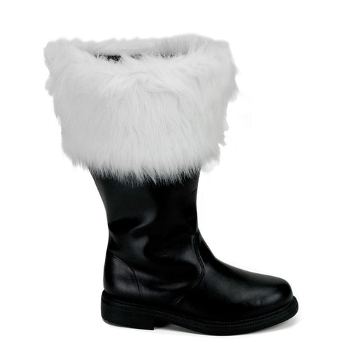 Funtasma SANTA-106WC Knee High Boot (Black Pu-White Faux Fur)