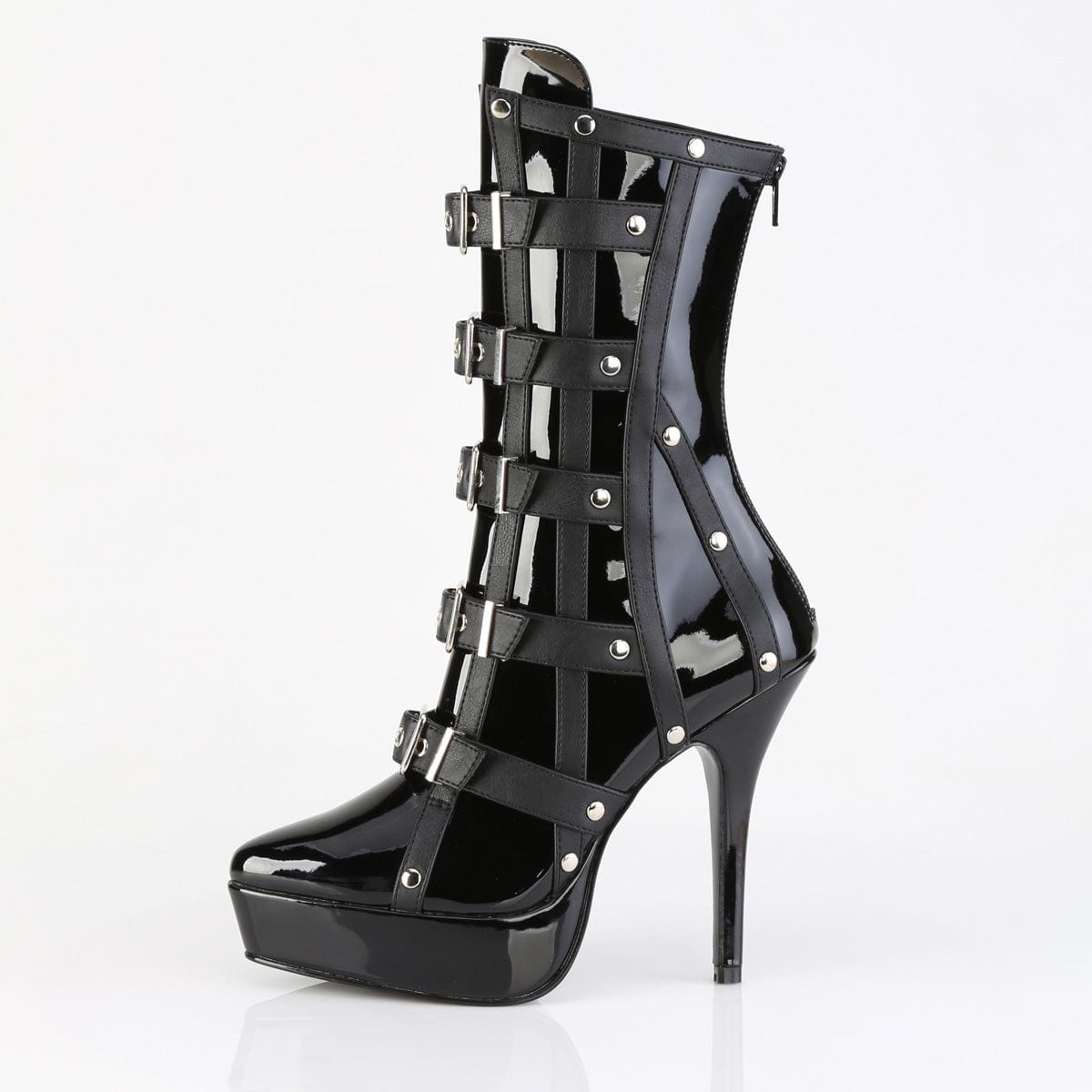 INDULGE-1038 Black Pat Ankle Boots Devious US Size (Women's): 6
