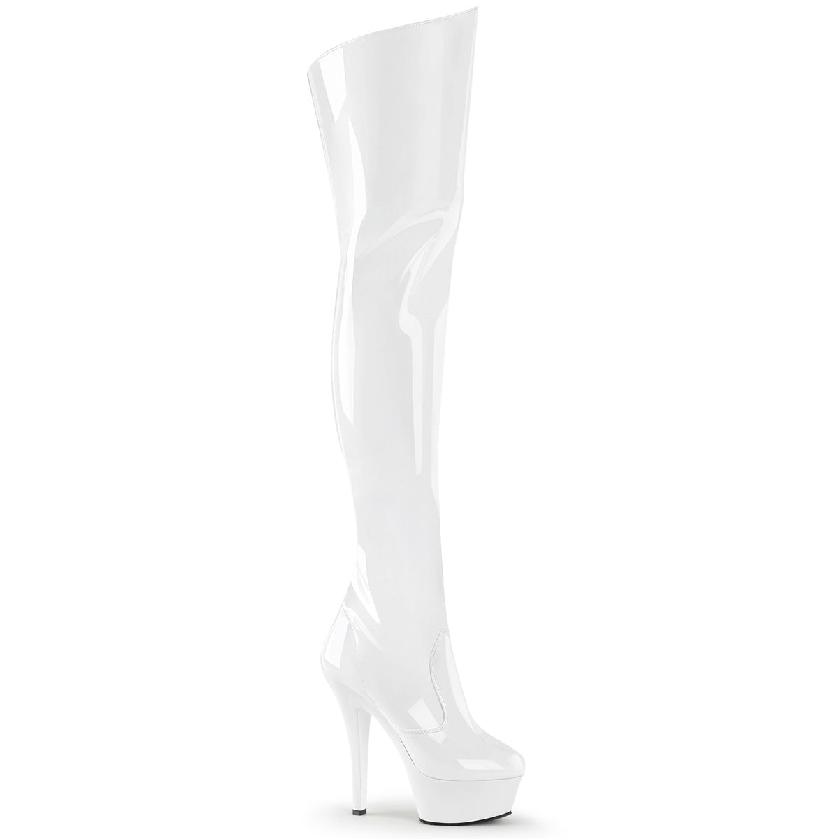KISS-3010 White Pat/White Thigh Boots