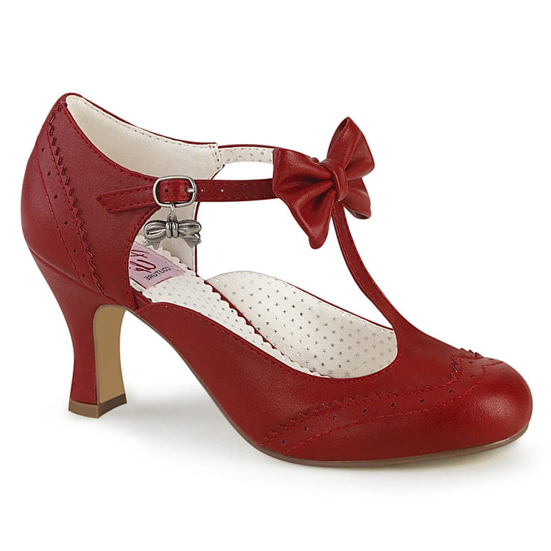 Pin Up Couture FLAPPER-11 Pump (Red Faux Leather)