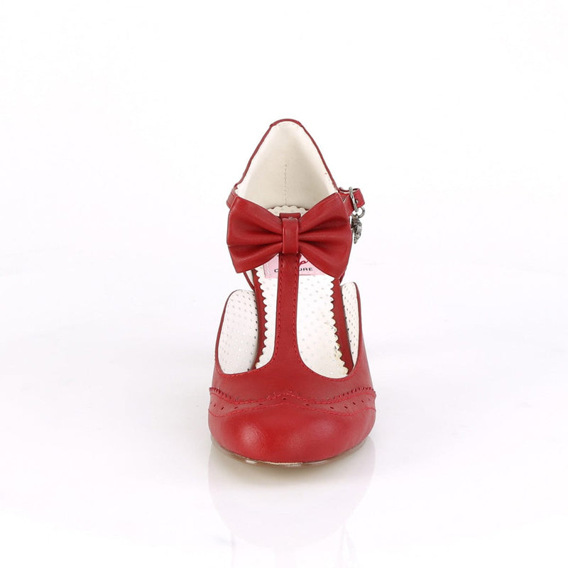 Pin Up Couture FLAPPER-11 Pump (Red Faux Leather)