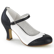 Pin Up Couture FLAPPER-25 Pump (Black-White Pu)