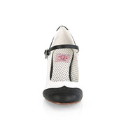 Pin Up Couture FLAPPER-25 Pump (Black-White Pu)