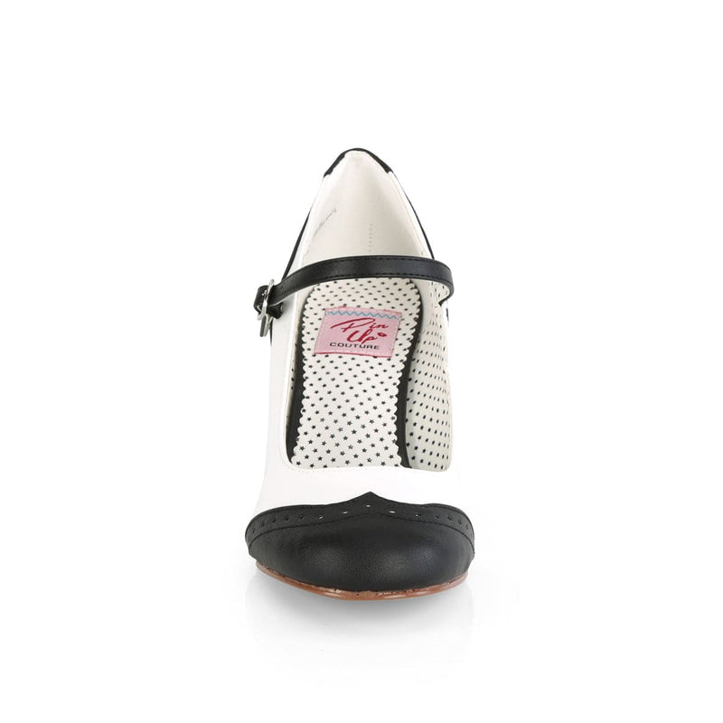 Pin Up Couture FLAPPER-25 Pump (Black-White Pu)