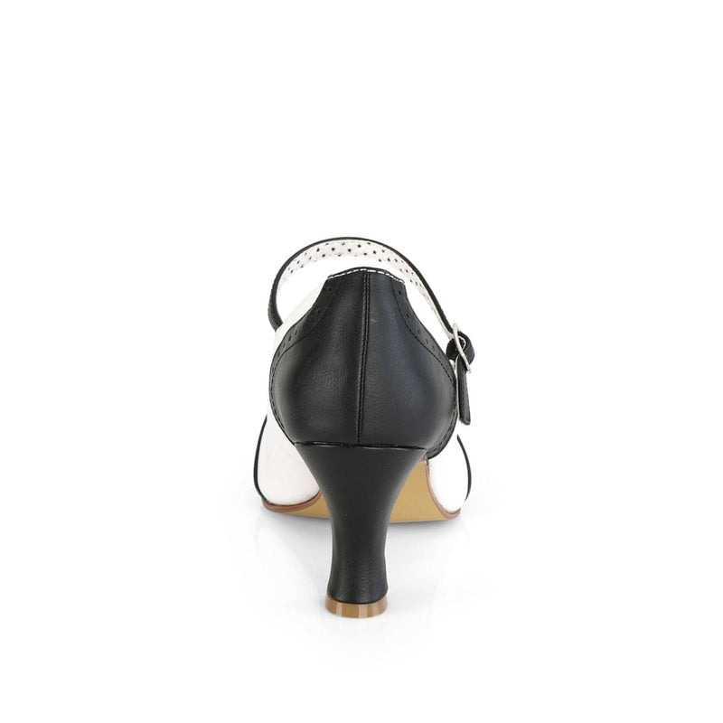 Pin Up Couture FLAPPER-25 Pump (Black-White Pu)