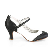 Pin Up Couture FLAPPER-25 Pump (Black-White Pu)