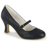 Pin Up Couture FLAPPER-32 Pump (Black Faux Leather)