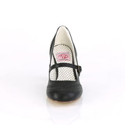 Pin Up Couture FLAPPER-32 Pump (Black Faux Leather)