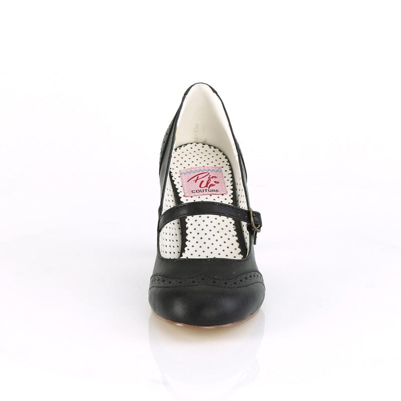 Pin Up Couture FLAPPER-32 Pump (Black Faux Leather)