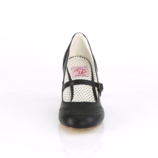 Pin Up Couture FLAPPER-32 Pump (Black Faux Leather)