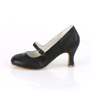 Pin Up Couture FLAPPER-32 Pump (Black Faux Leather)