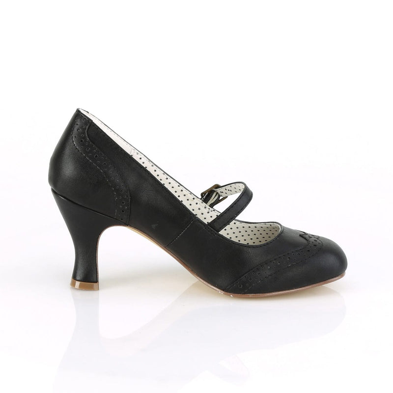 Pin Up Couture FLAPPER-32 Pump (Black Faux Leather)