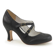 Pin Up Couture FLAPPER-35 Pump (Black Faux Leather)