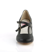 Pin Up Couture FLAPPER-35 Pump (Black Faux Leather)