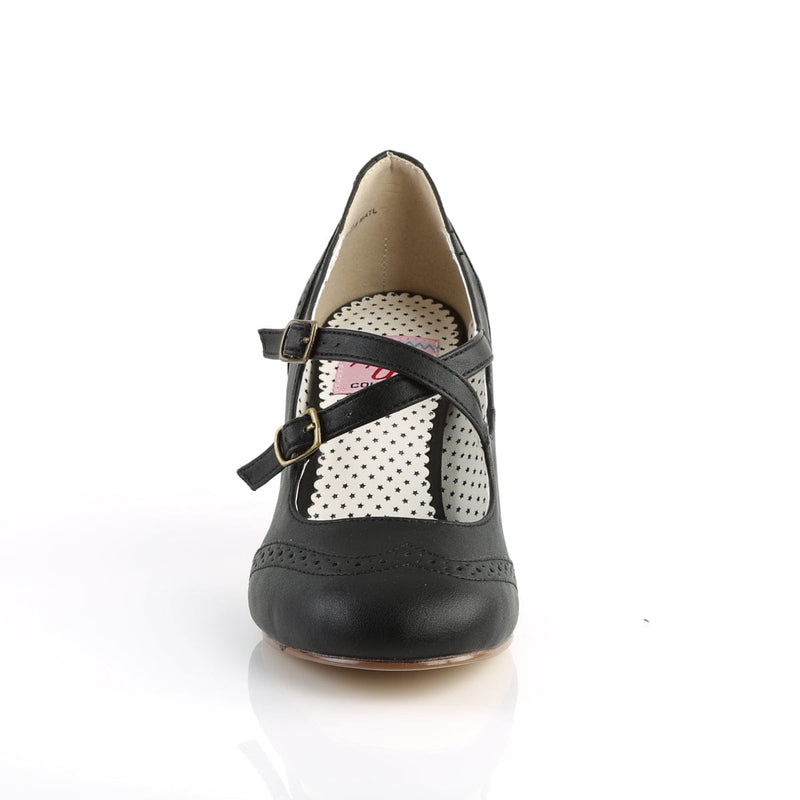 Pin Up Couture FLAPPER-35 Pump (Black Faux Leather)